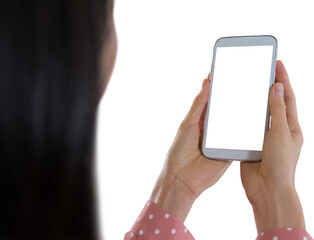 Cropped image of woman using smart phone