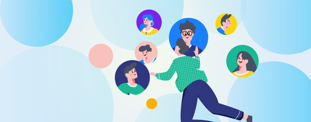 Fototapeta premium Job Interview People Flat Vector Concept Operation Hand Drawn Illustration 