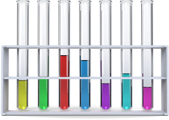 Test tubes with chemical solution in rack
