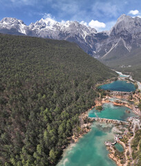 Mountain and crystal clear river in China