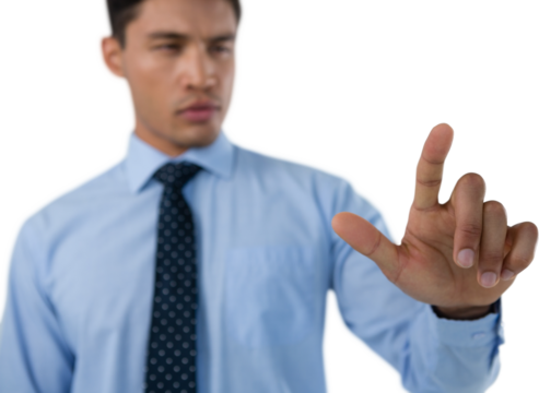 Businessman touching interface