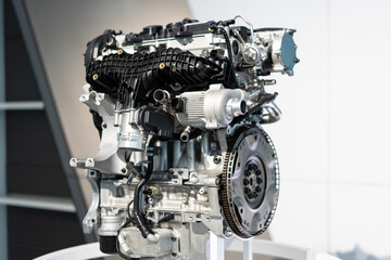 Fototapeta premium Car engine anatomy detail in factory