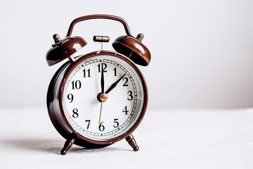 Classic brown alarm clock. Created with Generative AI Technology