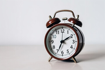 Classic brown alarm clock. Created with Generative AI Technology