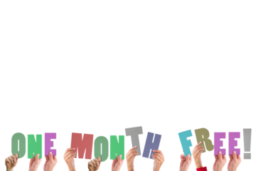 Hands holding up one month free