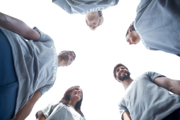 Low angle view of friends together