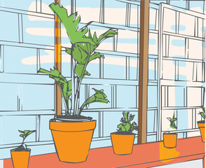 Vector of potted plants