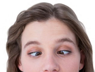 Pretty woman squinting