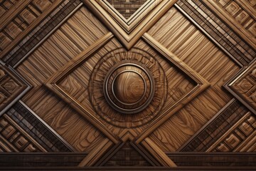Fototapeta premium detailed view of a wooden door with a circular pattern. Generative AI