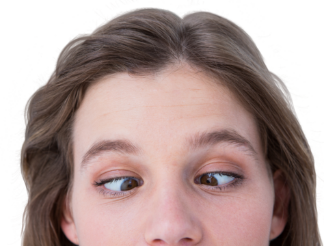 Pretty woman squinting