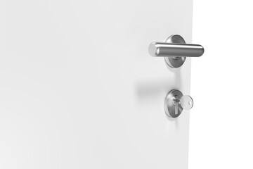 Naklejka premium Closeup of doorknob and lock with key