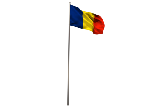Romanian flag on pole - Powered by Adobe