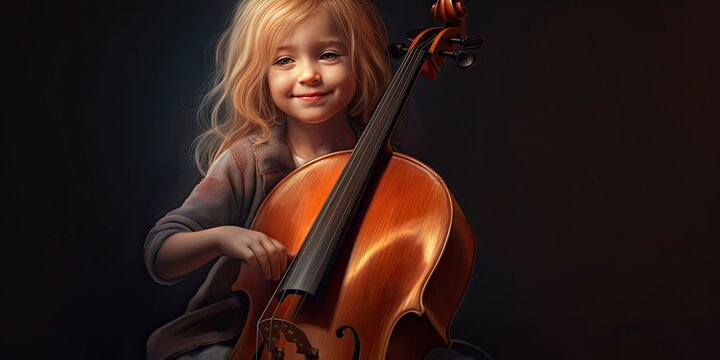 girl in cello player illustration by generative AI
