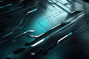abstract background image with a futuristic feel, featuring metallic elements and a cool color palette  Generative AI
