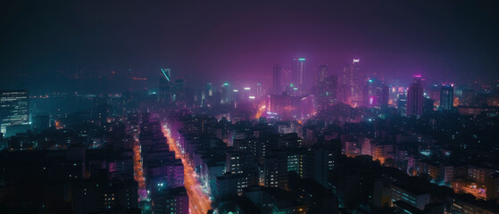Fototapeta na wymiar A night view of seoul with a cityscape in the background. Generative AI