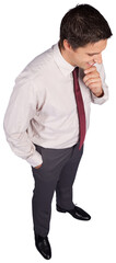 Thinking businessman touching his chin