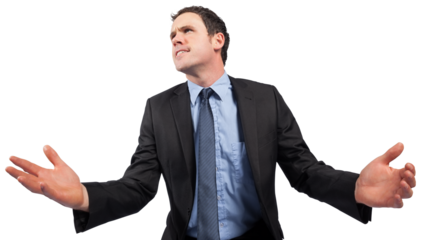 Businessman posing with arms out
