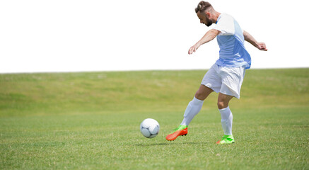 Male soccer player playing football