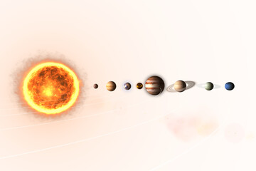 Obraz na płótnie Canvas Composite image of various planets with sun