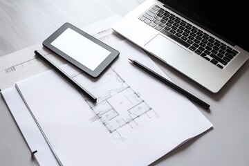 Architecture Plan Blueprint from Top View Modern Office - Generative Ai