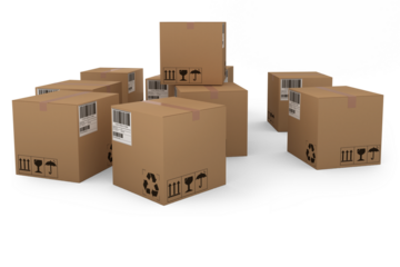 Group of illustrated cardboard boxes