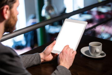 Man using digital tablet