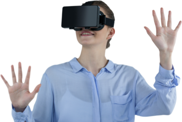 Businesswoman experiencing virtual reality