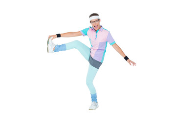 Geeky hipster posing in sportswear 