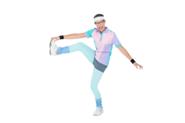 Geeky hipster posing in sportswear