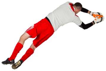 Fit goal keeper jumping up