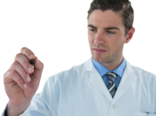 Doctor pretending to be using futuristic digital screen
