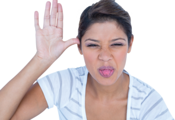 Portrait of silly woman sticking her tongue out