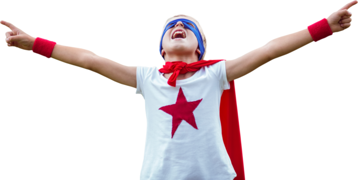 Little boy dressed as superman