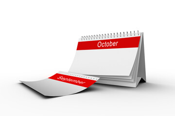 October on calendar by page of September