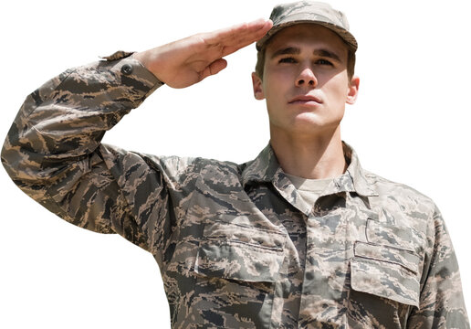 Portrait of military saluting 