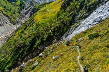 Colorful Mountain Way to Kedertal Peak, Uttarakhand, India