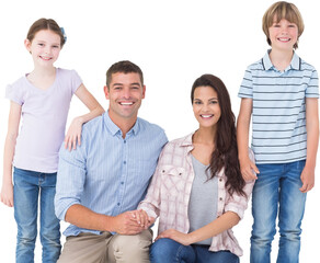Obraz premium Family smiling together over white background
