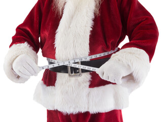 Santa Claus measures his belly