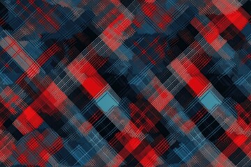 blue and red plaid pattern with squares. Generative AI