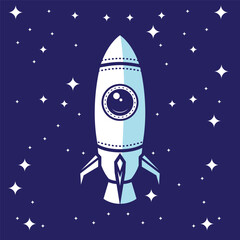 Rocket with background star vector