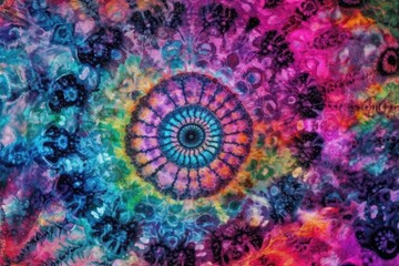 vibrant spiral tie-dye pattern on a background. Generative AI