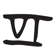 Roman number 6 on white background