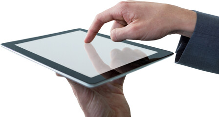 Cropped image of businessman hands using digital tablet