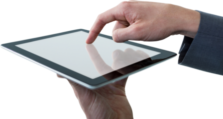 Cropped image of businessman hands using digital tablet