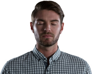 Obraz premium Man standing with eyes closed