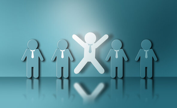 Concept of leadership, successful competition winner and Leader with influence that one Different and stand out from the groupstanding .
