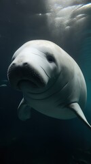Naklejka premium Beluga underwater Generative AI