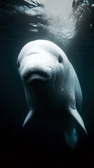Naklejka premium Beluga underwater Generative AI