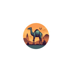 camel in the desert vector logo