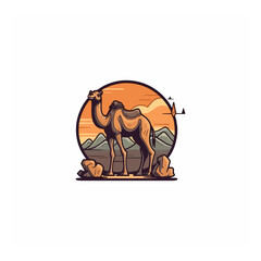 Fototapeta premium camel in the desert vector logo